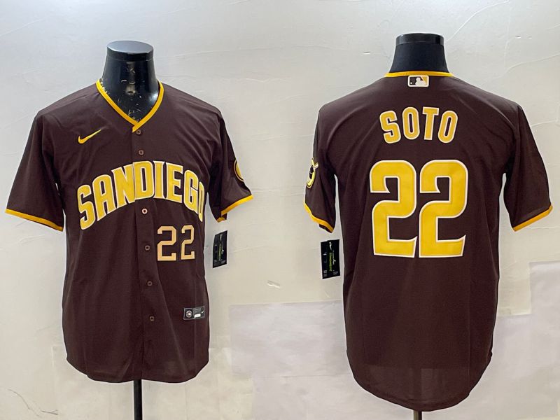 Men San Diego Padres 22 Soto Brown Game 2025 Nike MLB Jersey style 5